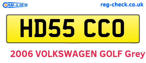 HD55CCO are the vehicle registration plates.