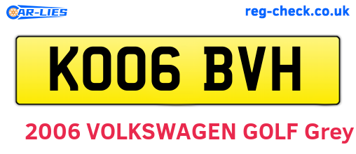 KO06BVH are the vehicle registration plates.