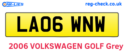 LA06WNW are the vehicle registration plates.