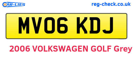 MV06KDJ are the vehicle registration plates.