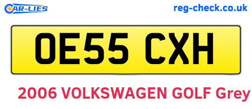 OE55CXH are the vehicle registration plates.