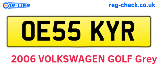 OE55KYR are the vehicle registration plates.