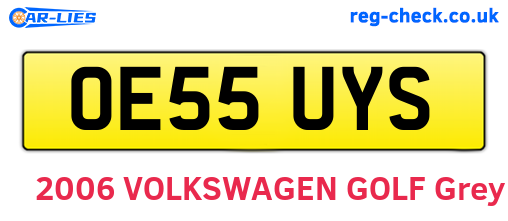 OE55UYS are the vehicle registration plates.