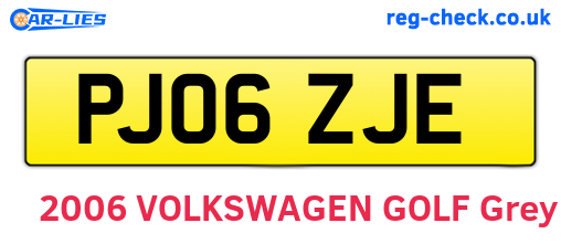 PJ06ZJE are the vehicle registration plates.
