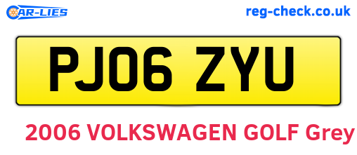 PJ06ZYU are the vehicle registration plates.