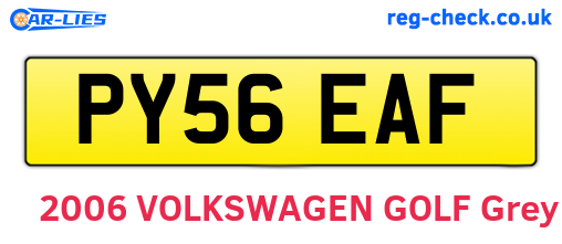 PY56EAF are the vehicle registration plates.