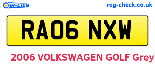 RA06NXW are the vehicle registration plates.