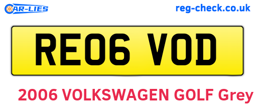 RE06VOD are the vehicle registration plates.