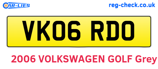 VK06RDO are the vehicle registration plates.