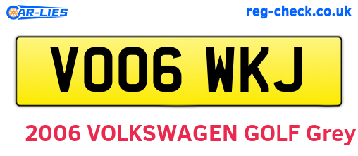 VO06WKJ are the vehicle registration plates.