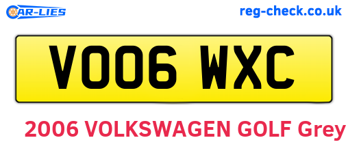 VO06WXC are the vehicle registration plates.