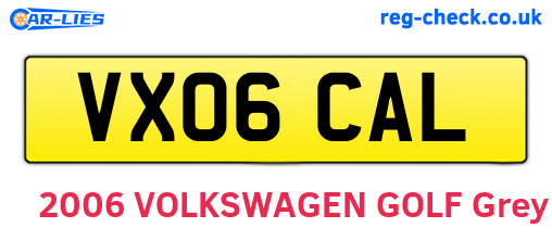 VX06CAL are the vehicle registration plates.