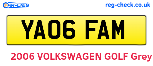 YA06FAM are the vehicle registration plates.