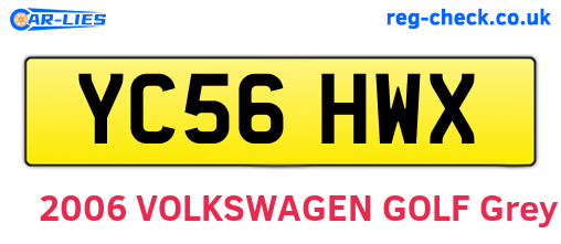 YC56HWX are the vehicle registration plates.