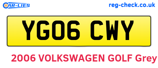 YG06CWY are the vehicle registration plates.
