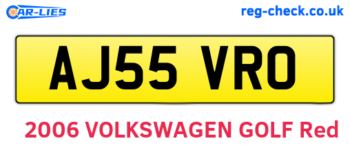 AJ55VRO are the vehicle registration plates.