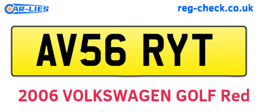 AV56RYT are the vehicle registration plates.