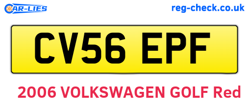 CV56EPF are the vehicle registration plates.