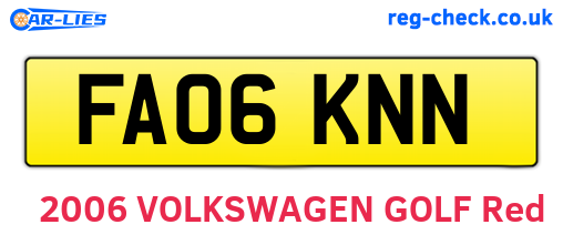 FA06KNN are the vehicle registration plates.