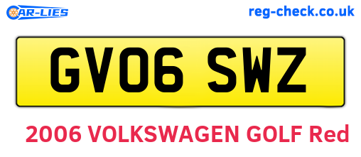 GV06SWZ are the vehicle registration plates.
