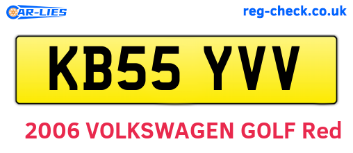KB55YVV are the vehicle registration plates.