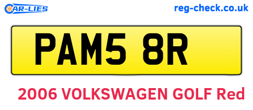 PAM58R are the vehicle registration plates.