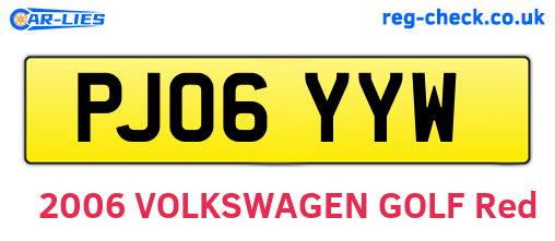 PJ06YYW are the vehicle registration plates.