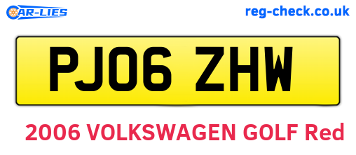 PJ06ZHW are the vehicle registration plates.
