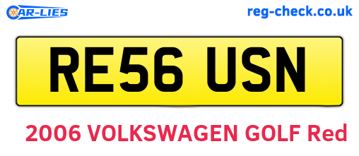 RE56USN are the vehicle registration plates.