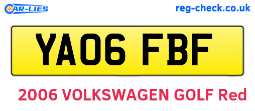 YA06FBF are the vehicle registration plates.