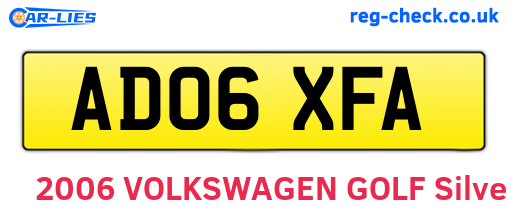 AD06XFA are the vehicle registration plates.