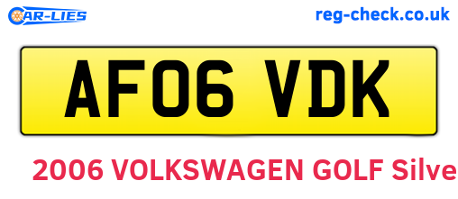 AF06VDK are the vehicle registration plates.