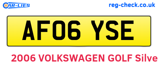 AF06YSE are the vehicle registration plates.