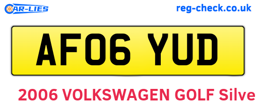 AF06YUD are the vehicle registration plates.