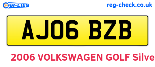 AJ06BZB are the vehicle registration plates.