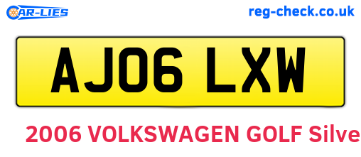 AJ06LXW are the vehicle registration plates.