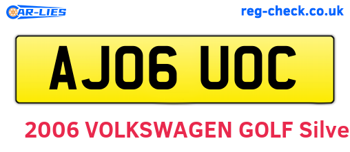 AJ06UOC are the vehicle registration plates.