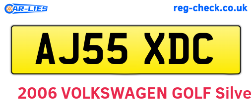 AJ55XDC are the vehicle registration plates.