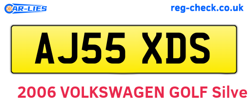 AJ55XDS are the vehicle registration plates.