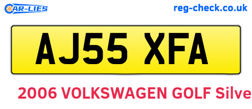 AJ55XFA are the vehicle registration plates.