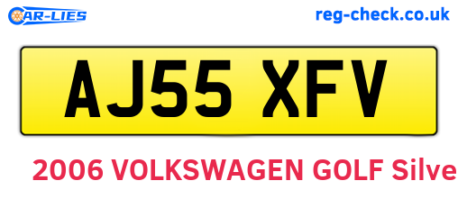 AJ55XFV are the vehicle registration plates.