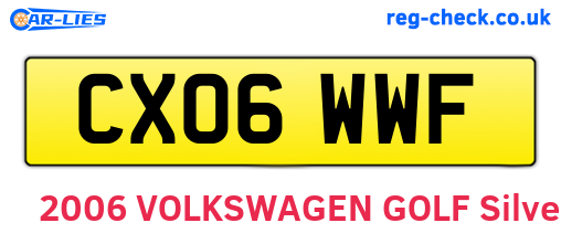 CX06WWF are the vehicle registration plates.