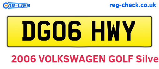 DG06HWY are the vehicle registration plates.