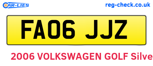 FA06JJZ are the vehicle registration plates.