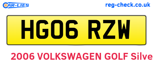 HG06RZW are the vehicle registration plates.