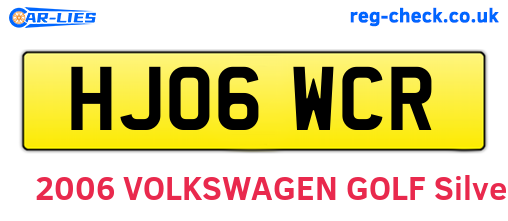 HJ06WCR are the vehicle registration plates.