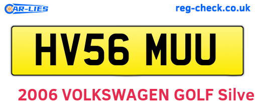 HV56MUU are the vehicle registration plates.