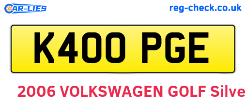 K400PGE are the vehicle registration plates.