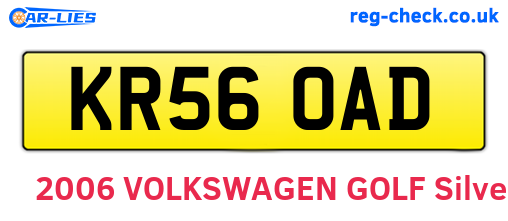 KR56OAD are the vehicle registration plates.