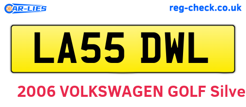 LA55DWL are the vehicle registration plates.